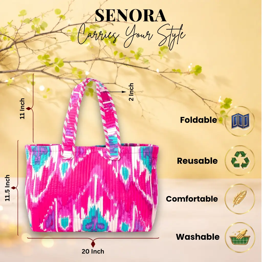 Senora-pink-wide-quilted-cotton-tote-handbag Senora-pink-wide-quilted-cotton-tote-handbag