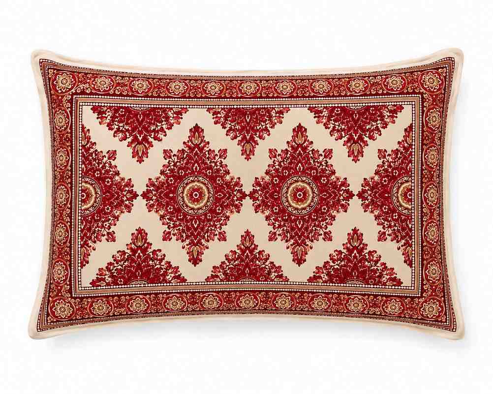 Maroon Ethnic Print Cotton Pillow Cover