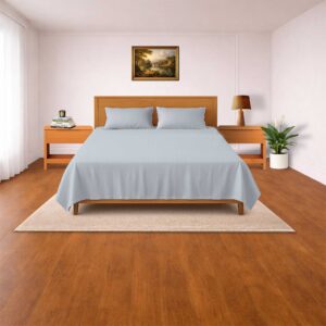 Premium slate blue cotton satin bedsheet set Senora