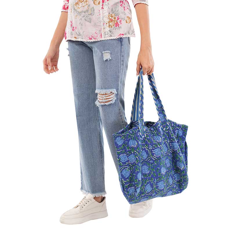 Senora-blue-quilted-cotton-eco-friendly-tote-bag Senora-blue-quilted-cotton-eco-friendly-tote-bag