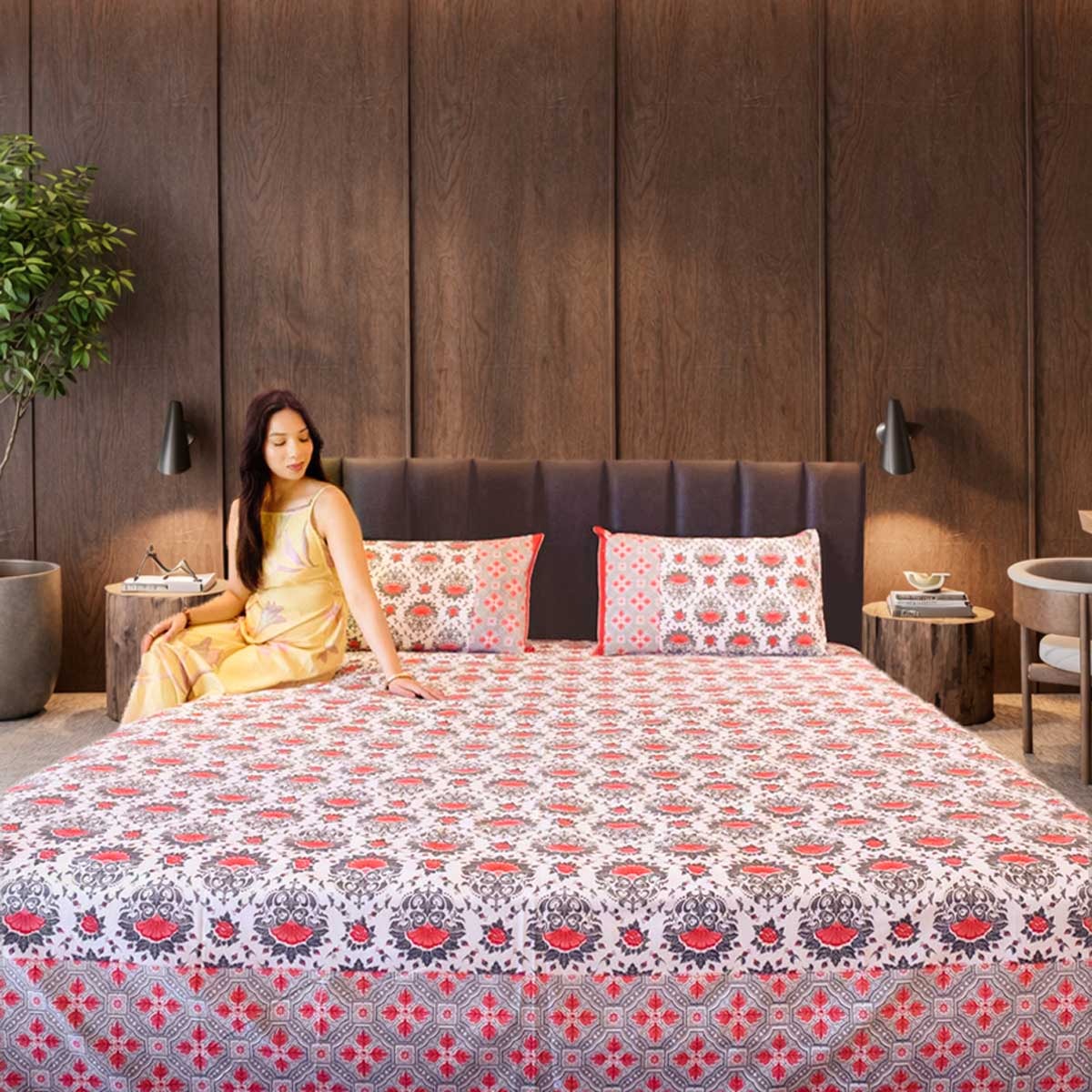 senora senora-white-red-blue-floral-cotton-king-bedsheet senora-white-red-blue-floral-cotton-king-bedsheet
