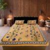 SENORA Cotton Floral King Size Bedsheet – Yellow with Blue