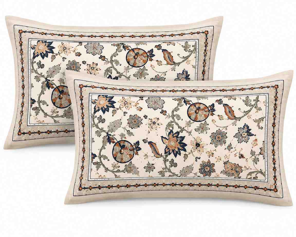 Soft & Breathable Earthy Floral King Size Cotton Bedsheet by SENORA