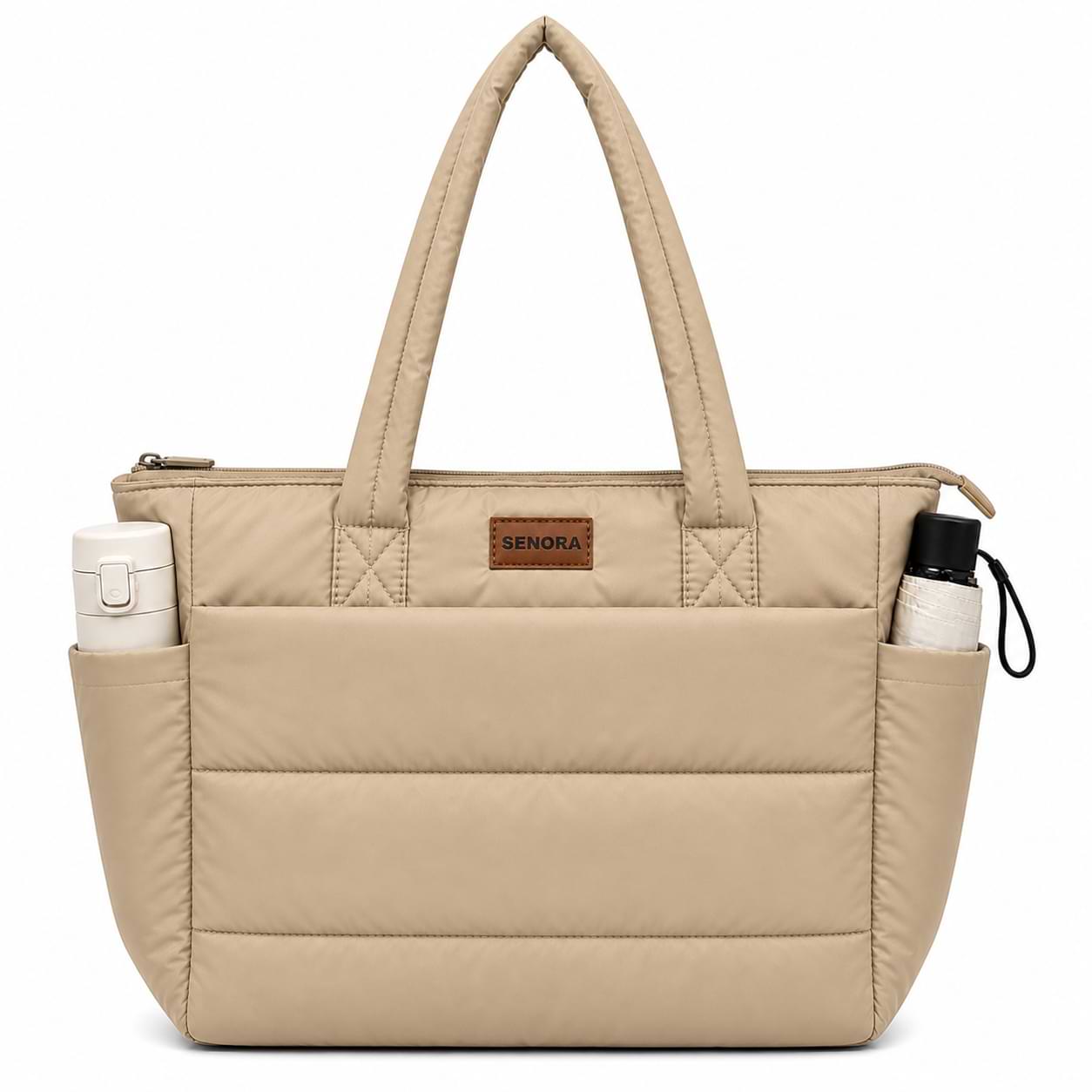 SENORA Padded Nylon Tote Bag for Women – Lightweight Quilted Handbag