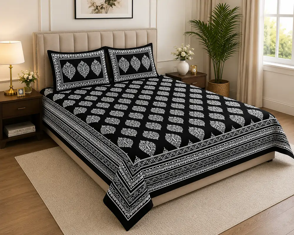 Cotton Floral Printed Bedsheet with Pillow Covers by SENORA Lifestyle