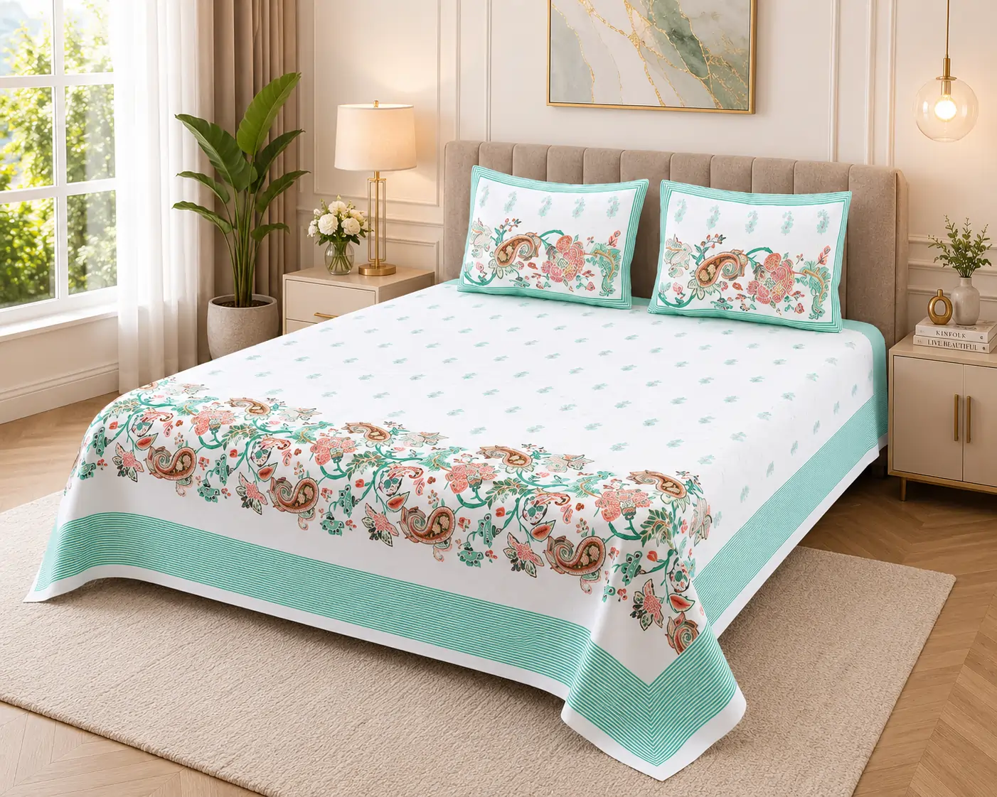 Skin Friendly Floral Printed King Size Bedsheet