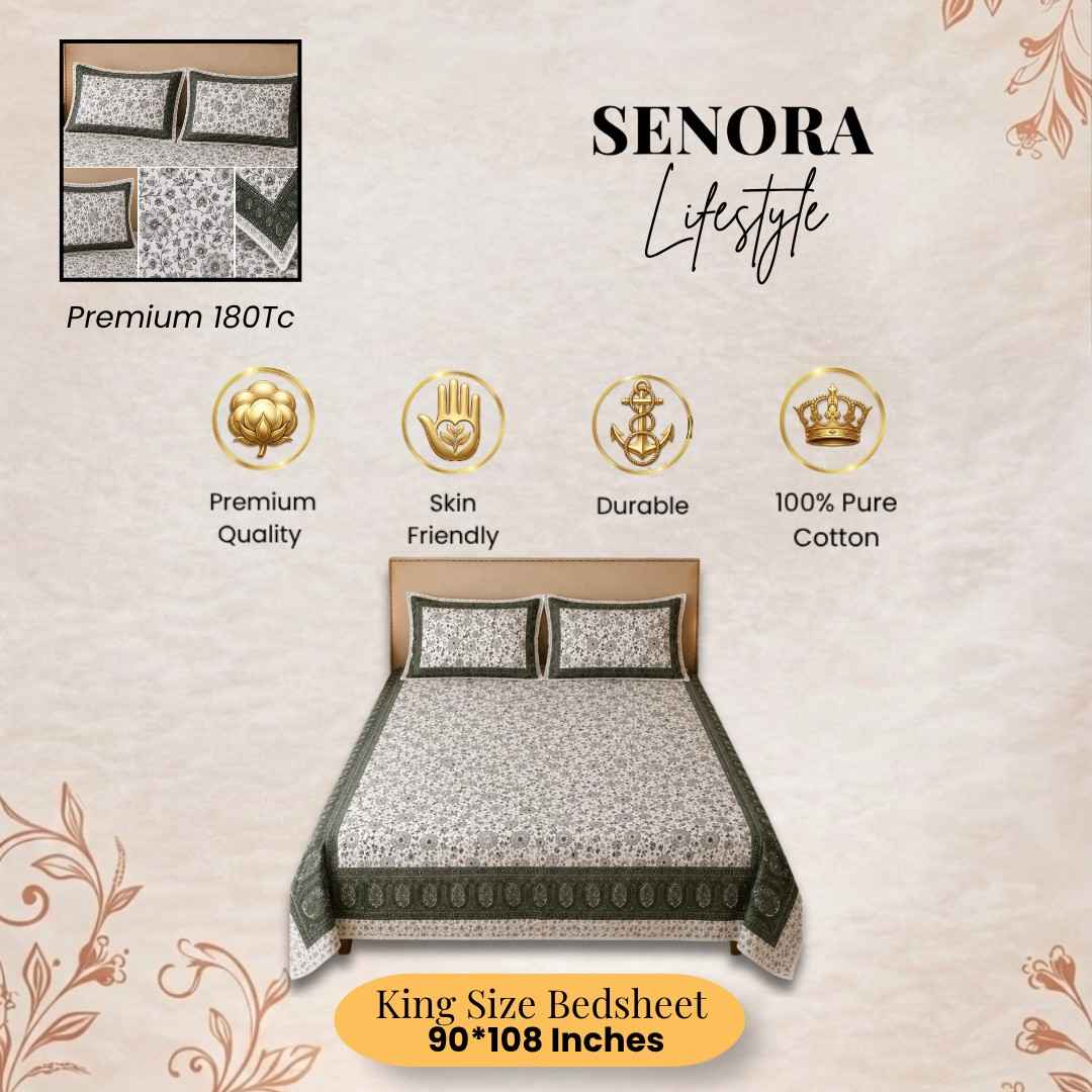 Designer Floral King Size Cotton Bedding Set by SENORA Lifestyle