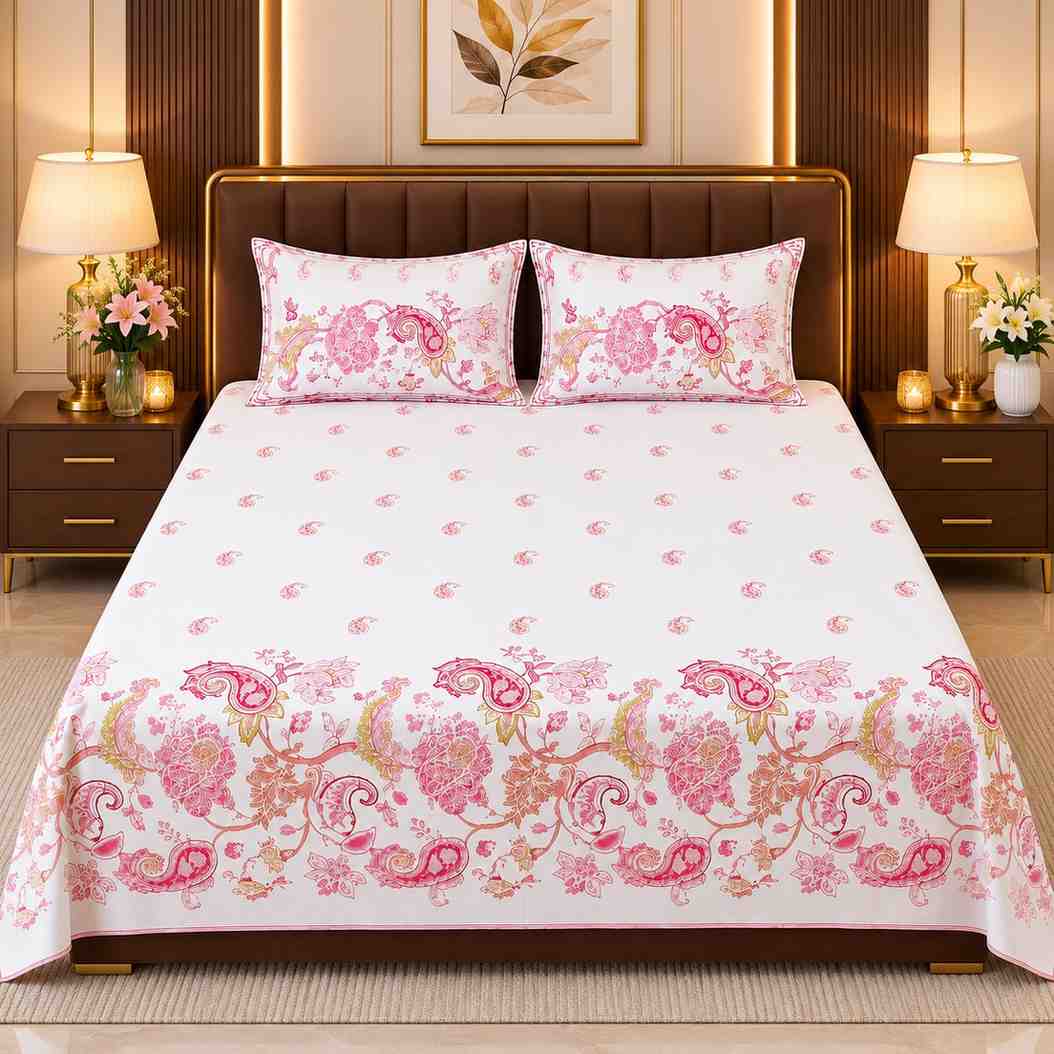 SENORA Floral Cotton King Size Bedsheet
