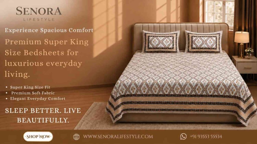 Experience Spacious Comfort with SENORA Lifestyle’s Super King Size Bedsheets