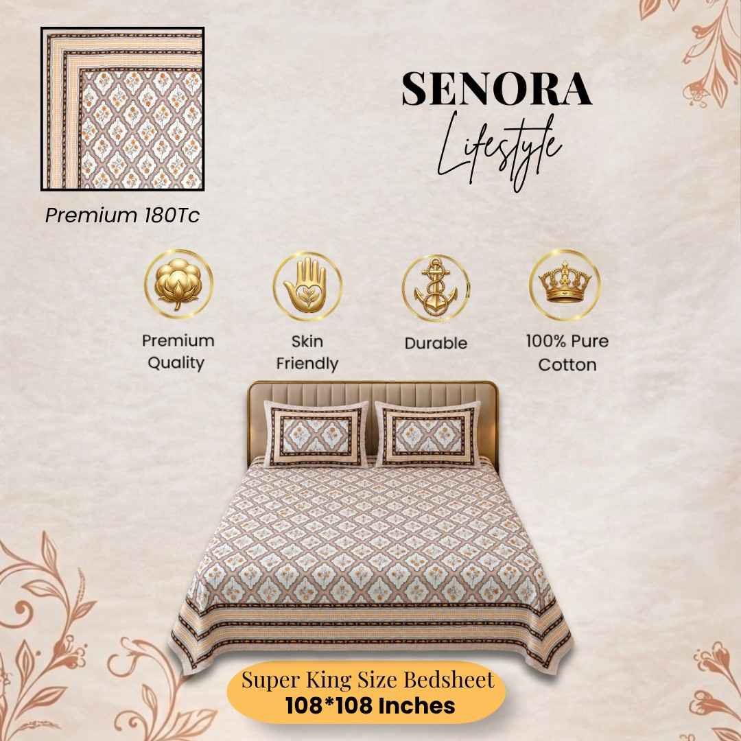 SENORA Lifestyle Soft Cotton Floral Bedsheet