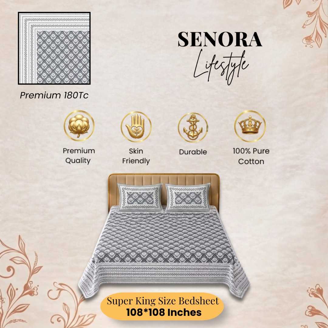 SENORA Lifestyle Soft Cotton Printed Bedsheet