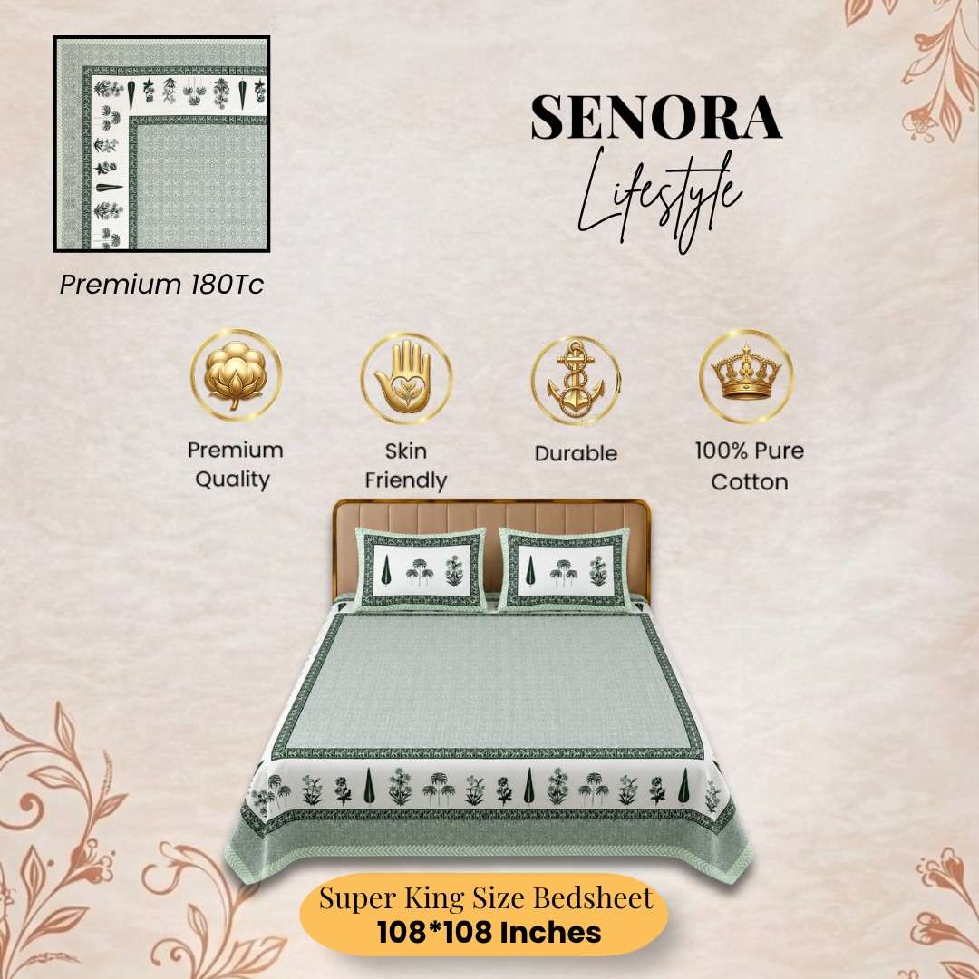 SENORA Lifestyle Soft Cotton Printed Bedsheet