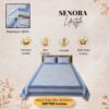 Traditional Off White Cotton Bedsheet with Classic Blue Floral Print and Decorative Border
